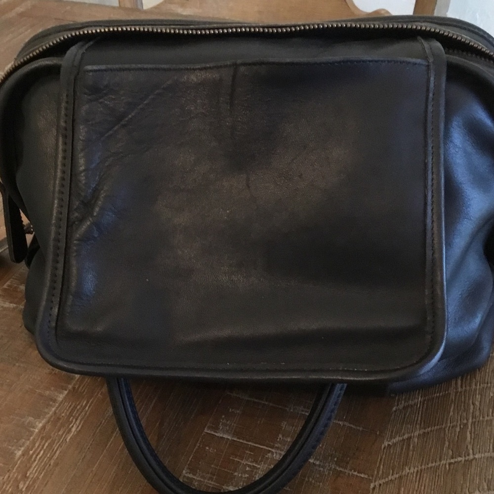 Vintage Coach Bag Soft Satchel Black Leather Doctors Bag with Gold Hardware - Picture 11 of 12